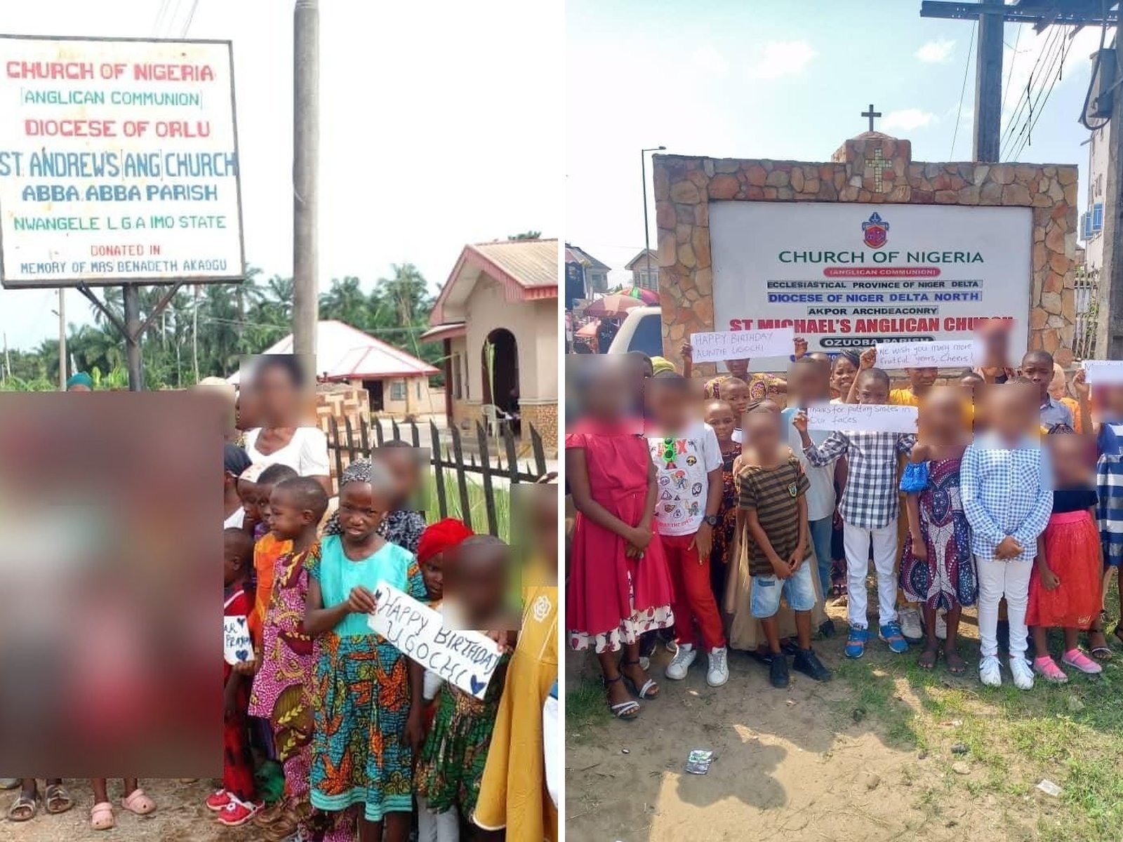 Children at St. Andrew's Anglican Church, Abba and St. Michael's Anglican Church, Ozuoba, two of HCCO's partner churches