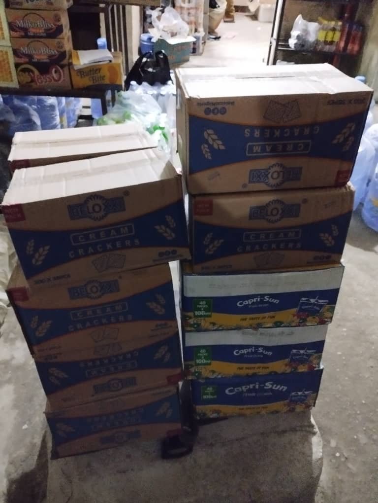 Food supplies packed for distribution to families in need